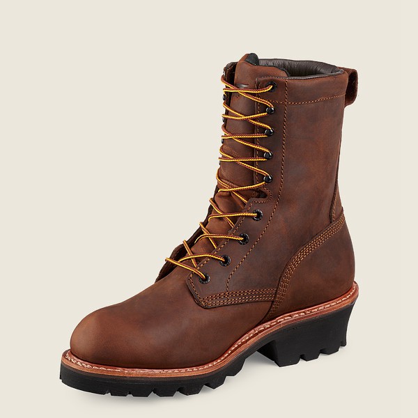 Red Wing Work Boots Mens Brown - Loggermax - 9-inch Insulated Waterproof Soft Toe - 6740328-JM